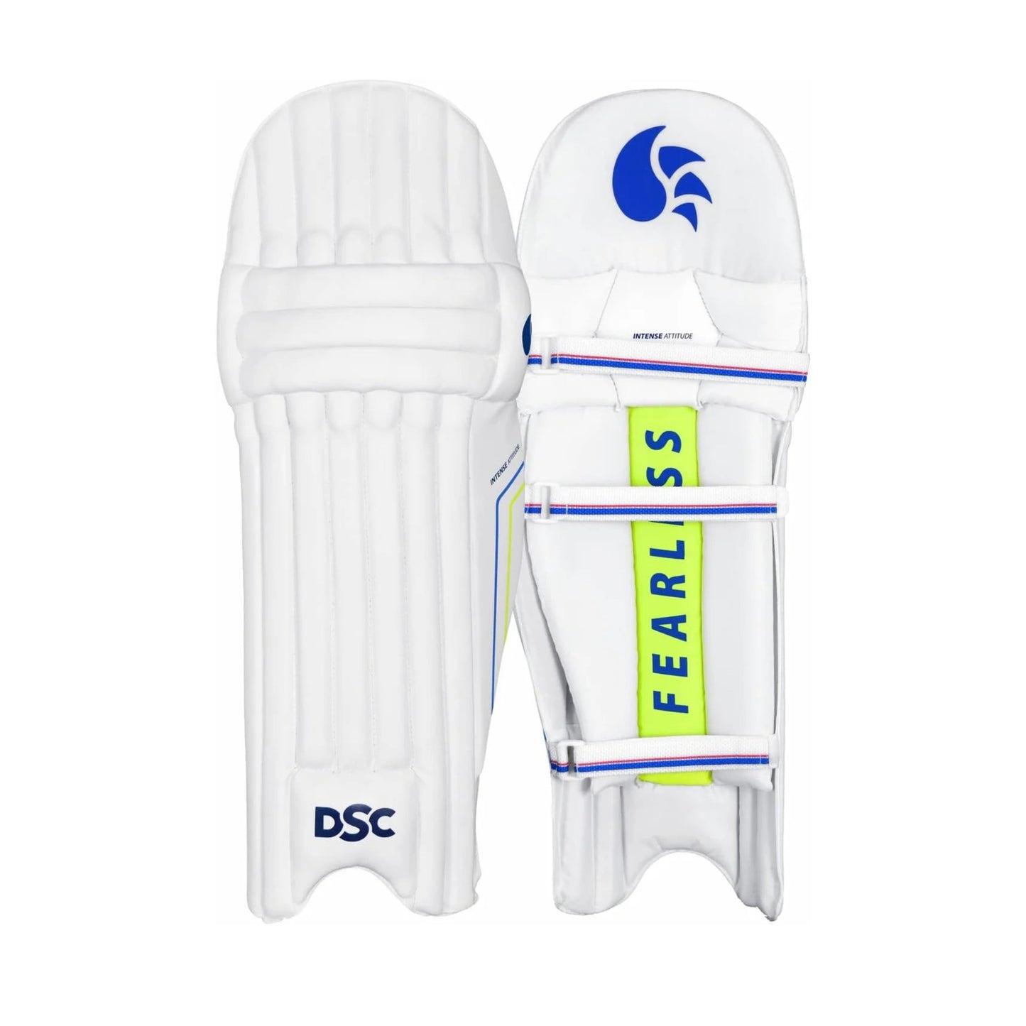 DSC Intense Attitude Cricket-Batting-Beinschutz, Farbe: Weiß, Größe: Herren, Material: Leder, für Herren und Jungen, leicht und langlebig, Komfort und Stabilität, Stoßdämpfung