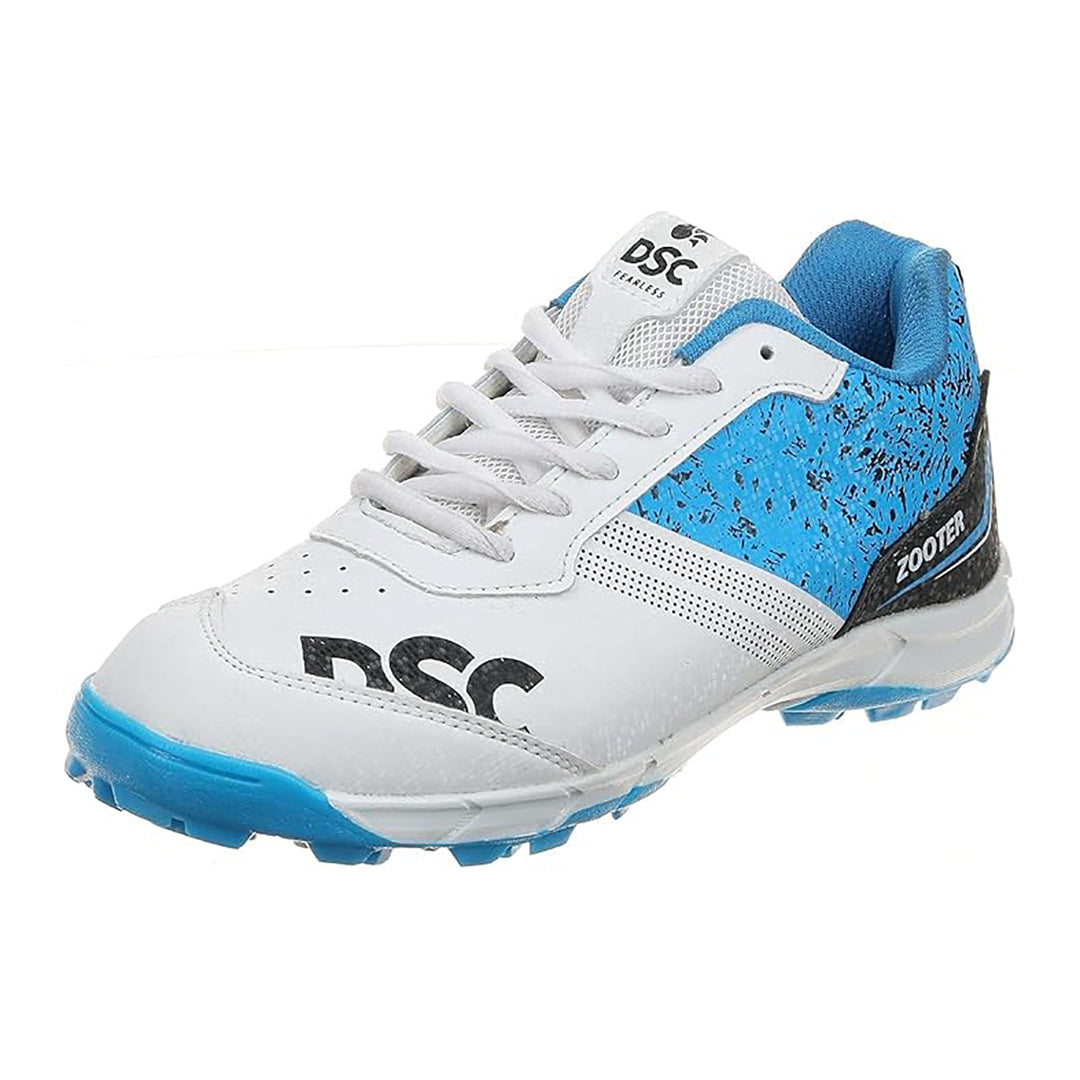 DSC Zooter cricket shoes| White/Blue| For Boys & Men | Polyvinyl Chloride