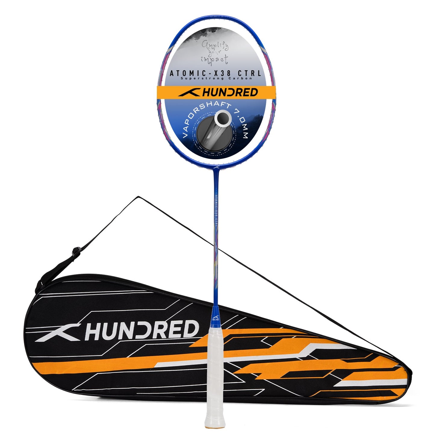 Hundred ATOMIC-X 38 CTRL badminton racket, black/lime