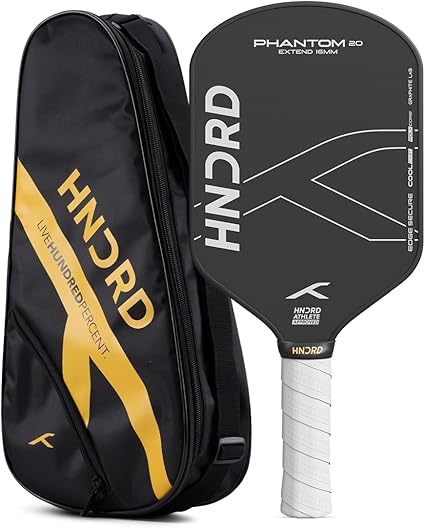 Hundred Phantom 20 Xtend Pickleball-Schläger | Power Play | Kostenlose Tasche inklusive (Schwarz/Weiß)