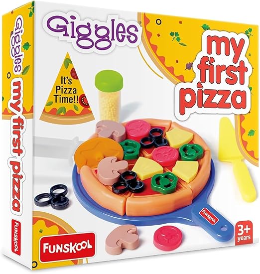 Funskool Giggles My First Pizza, Role Play Toy, Food Set with 15 Toppings, Pretend Play, Toy for Kids and Toddlers, for 3 Years +, Multicoloured
