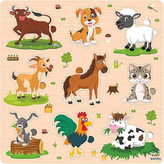 Webby Holz-Lernpuzzle-Spielzeug für Jungen und Mädchen Verbessert die visuelle Wahrnehmung, Form- und Farberkennung Fördert das Gedächtnis und die Feinmotorik Kindersicheres Design