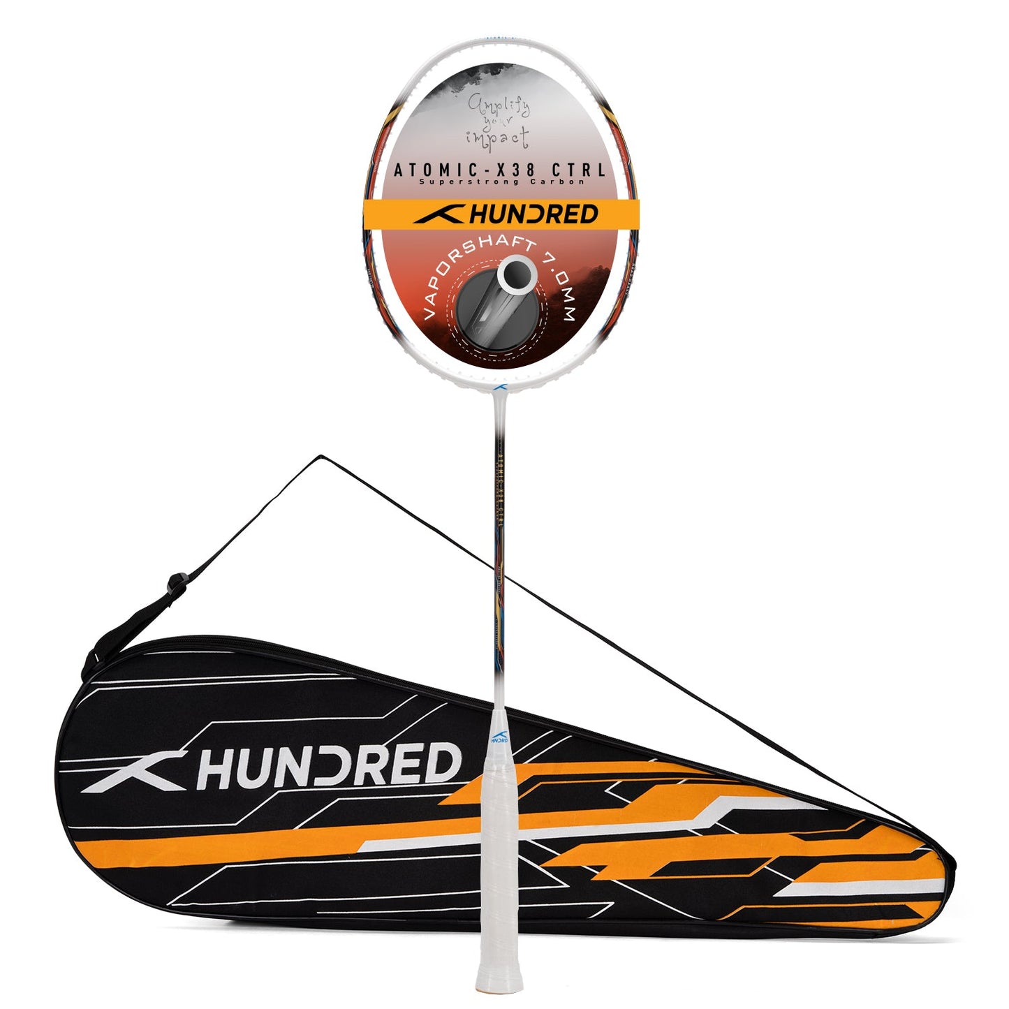 Hundred ATOMIC-X 38 CTRL badminton racket, black/lime