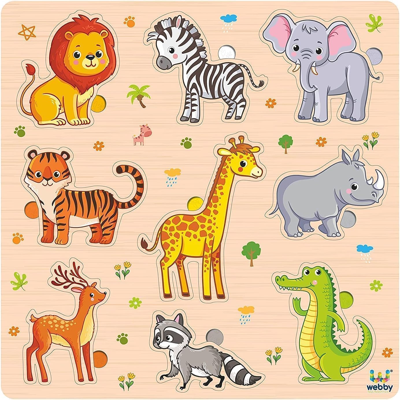 Webby Holz-Lernpuzzle-Spielzeug für Jungen und Mädchen Verbessert die visuelle Wahrnehmung, Form- und Farberkennung Fördert das Gedächtnis und die Feinmotorik Kindersicheres Design