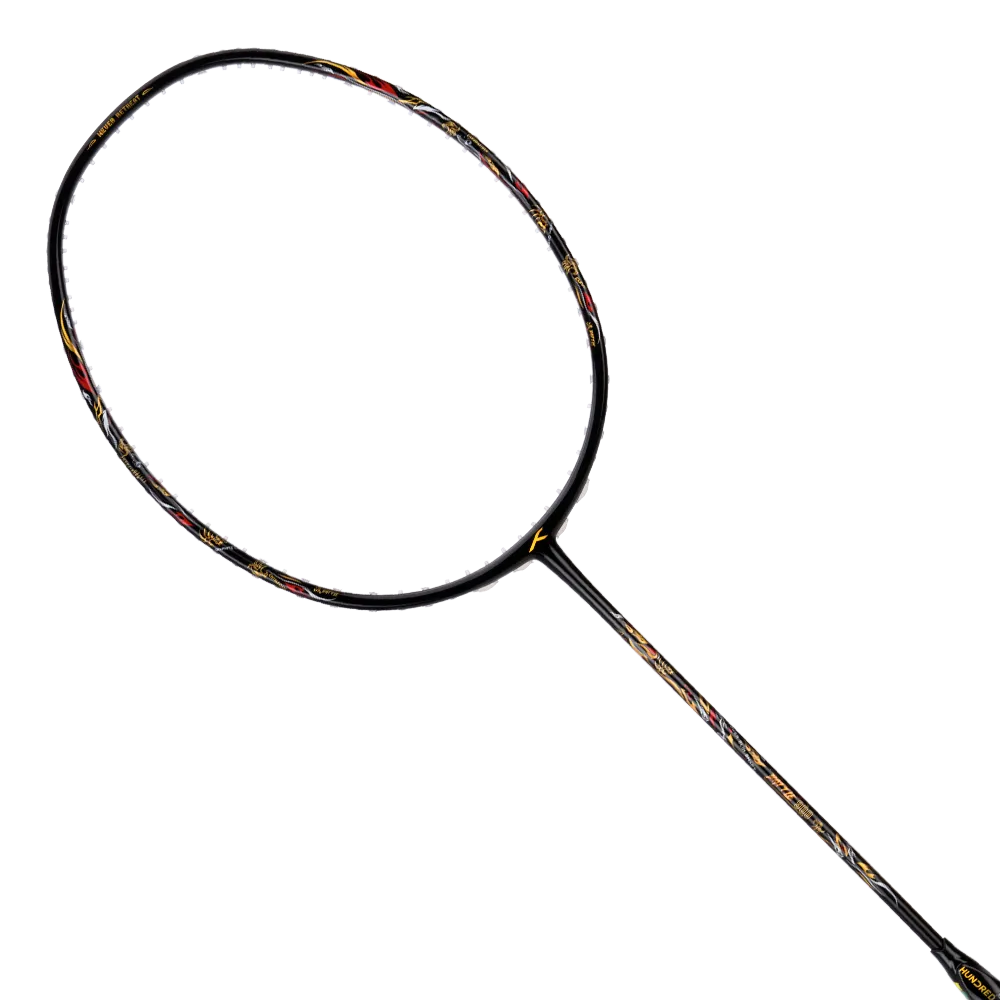 HUNDRED Battle 900-4U Badminton Racket with Graphite String and Complete Racket Cover (Black)