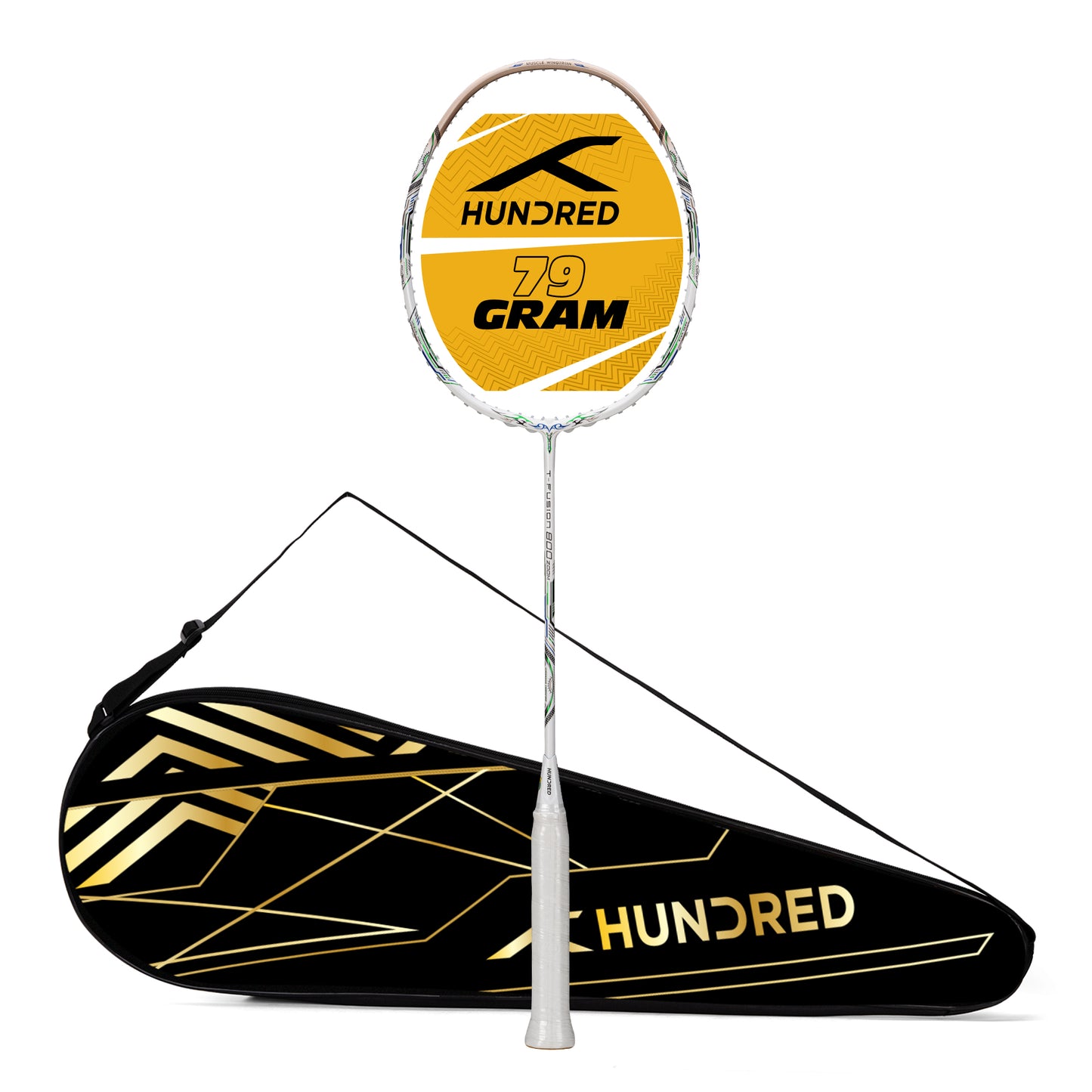 HUNDRED T-Fusion 800 Zoom Unstrung Badminton Racket | Max. Spannung ≤34 lbs | T-Fuse & Muscle Frame Tech | Leicht & Ausgewogen | G6-Griff | Volle Abdeckung | Für fortgeschrittene Spieler