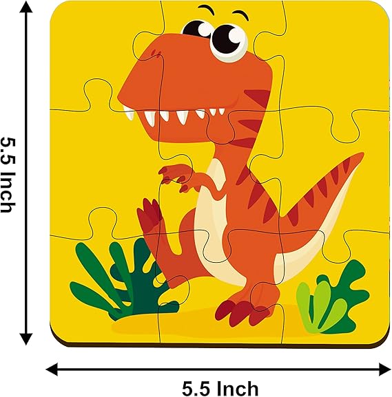 Webby 4-in-1-Dinosaurier-Holzpuzzle für Kleinkinder, pädagogisches Puzzle für Kinder ab 2 Jahren, fördert das Gedächtnis, kreatives Denken und die Farberkennung, sicheres, umweltfreundliches Holz, 36 Teile