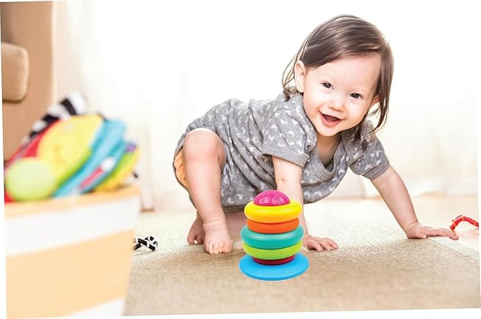 Giggles Funskool Stack A Ring, mehrfarbiges Stapelspielzeug mit 5 bunten Ringen, hilft beim Greifen, Schütteln und Stapeln, ab 12 Monaten, Spielzeug für Kleinkinder und Vorschulkinder