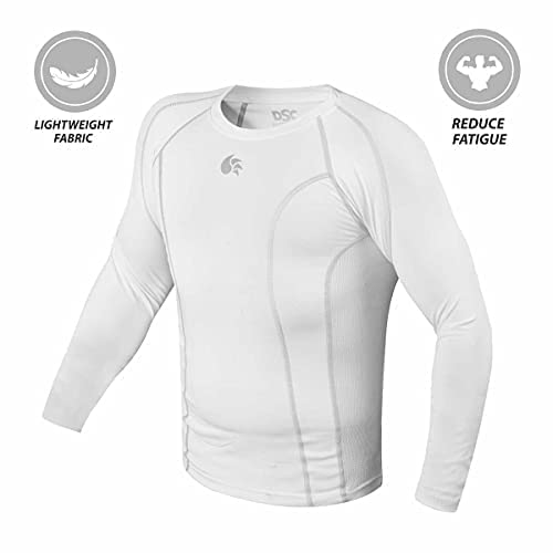 DSC Full Sleeve Compression Top Cricket T-Shirt (WHITE) | Lightweight | Comfortable | Stylish