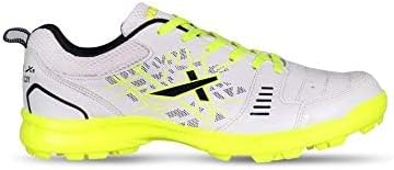 Vector X Blaster-22 Yards Cricket Shoes | Color: White & Green | Size: 4 UK/ 5US/ 38EU | For Men & Boys | Material: Synthetic | High quality rubber outsole with rounded studs