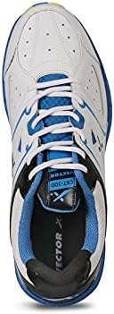 Vector X CKT-100 Cricket-Schuhe | Weiß, Blau & Schwarz | Material: Kunstleder & Gummi | Für Jungen und Männer | Verschluss: Schnürung | Eva Sock Liner | Leichte Außensohle