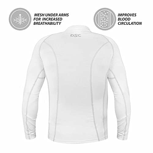 DSC Full Sleeve Compression Top Cricket T-Shirt (WHITE) | Lightweight | Comfortable | Stylish