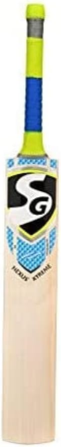 SG Nexus Xtreme Cricketschläger aus englischer Weide Grade 5 (Größe: kurzer Griff, Lederkugel), Holz, Mehrfarbig