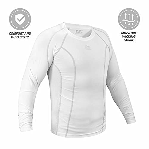 DSC Full Sleeve Compression Top Cricket T-Shirt (WHITE) | Lightweight | Comfortable | Stylish