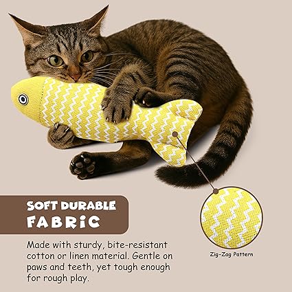 FUNFY Pet Toys für Katzen | 3er-Pack Fisch-Katzenminze-Knitter-Sound, weich und haltbar, interaktiv, Plüsch-Kissen für Wohnungskatzen | Haustier Zahnen, Kauen, Spielen Spielzeug