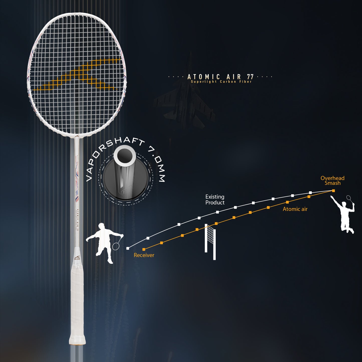 Hundred ATOMIC AIR 77 BadmintonschlÀger, schwarz/blau