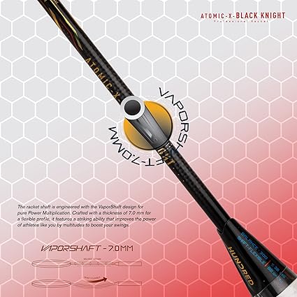 HUNDRED Atomic-X Dark Sword Kohlefaser unbesaiteter Badmintonschläger mit vollständiger Schlägerhülle für fortgeschrittene Spieler
