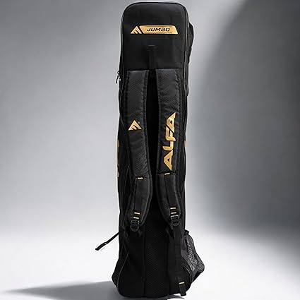 ALFA Jumbo Hockey Stick Cum Kit Bag | Schwarz | Groß | Polyester | Leicht und strapazierfähig | Geräumiges Hauptfach | Belüftete Fronttaschen | Zubehörtasche oben