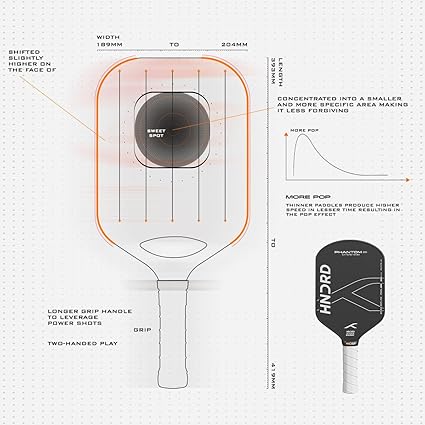Hundred Phantom 20 Xtend Pickleball-Schläger | Power Play | Kostenlose Tasche inklusive (Schwarz/Weiß)