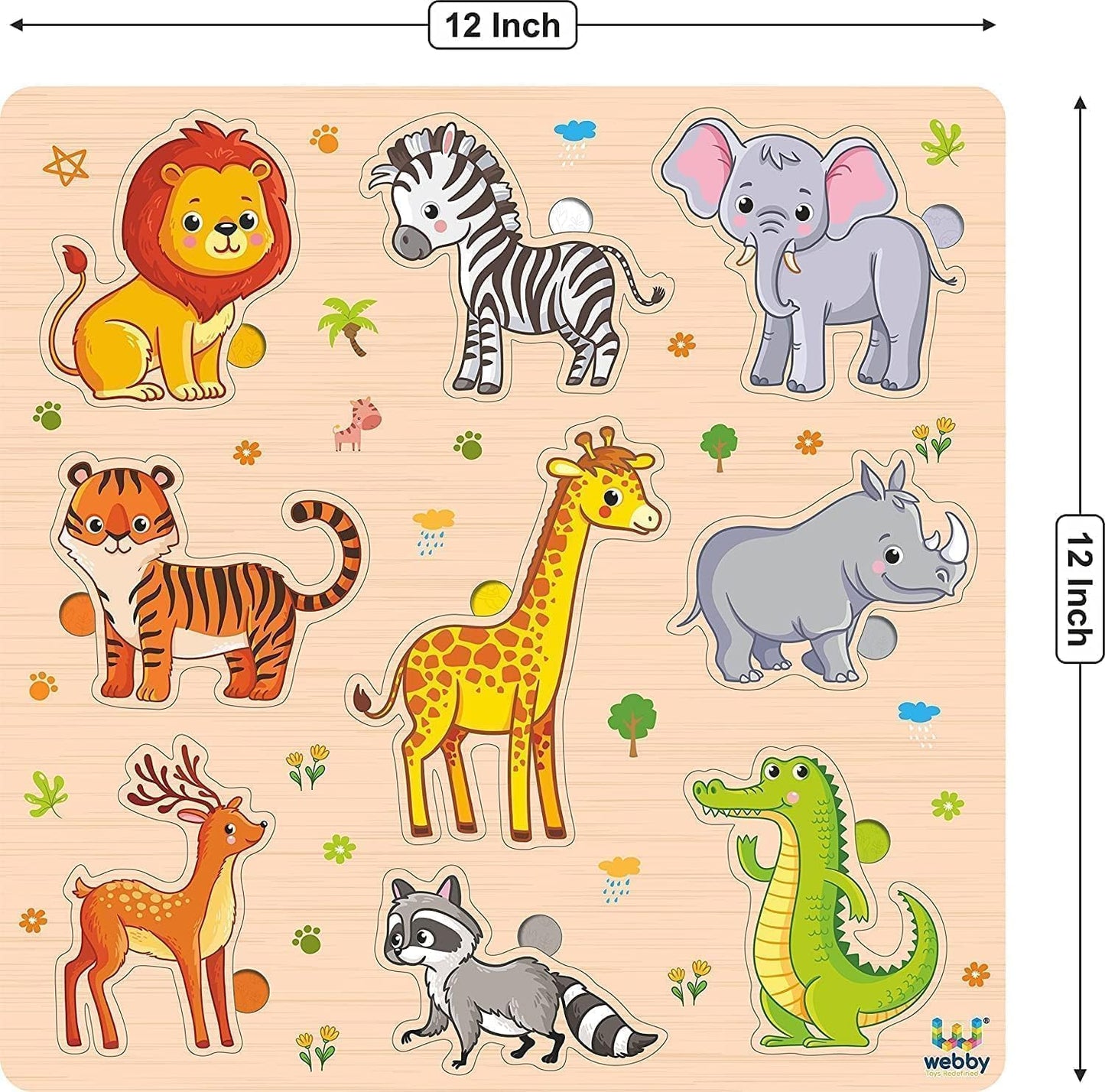 Webby Holz-Lernpuzzle-Spielzeug für Jungen und Mädchen Verbessert die visuelle Wahrnehmung, Form- und Farberkennung Fördert das Gedächtnis und die Feinmotorik Kindersicheres Design