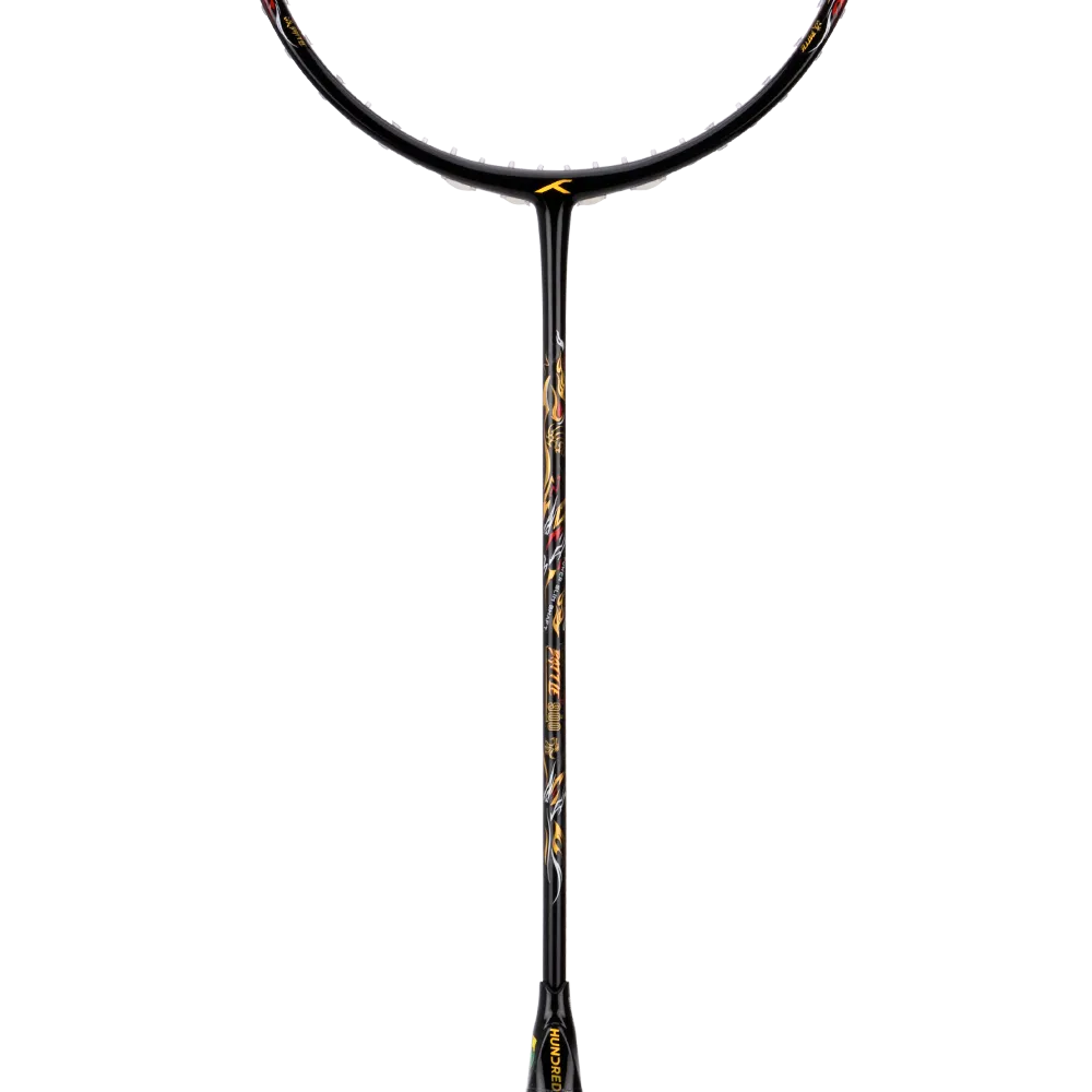 HUNDRED Battle 900-4U Badminton Racket with Graphite String and Complete Racket Cover (Black)