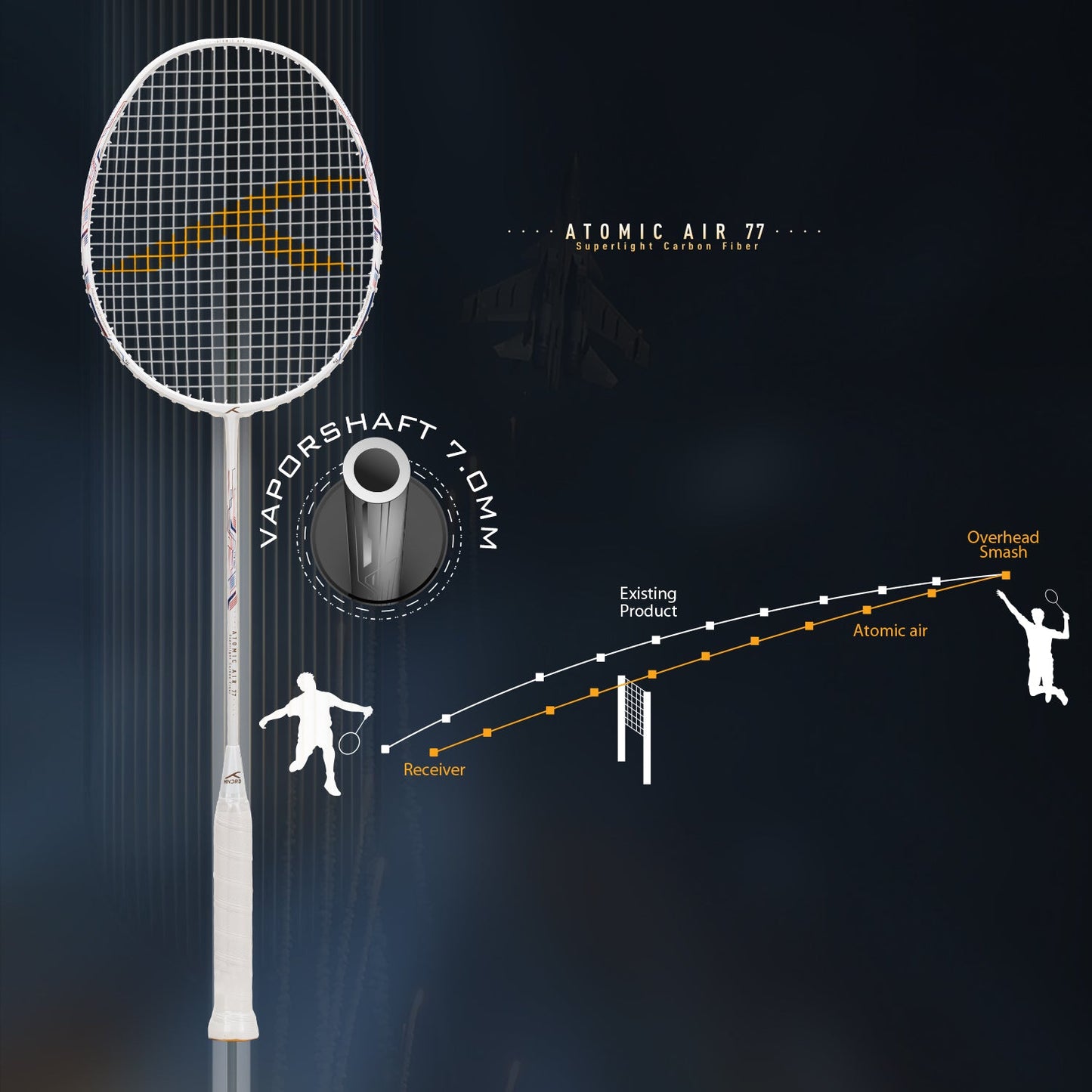 Hundred ATOMIC AIR 77 BadmintonschlÀger, schwarz/blau