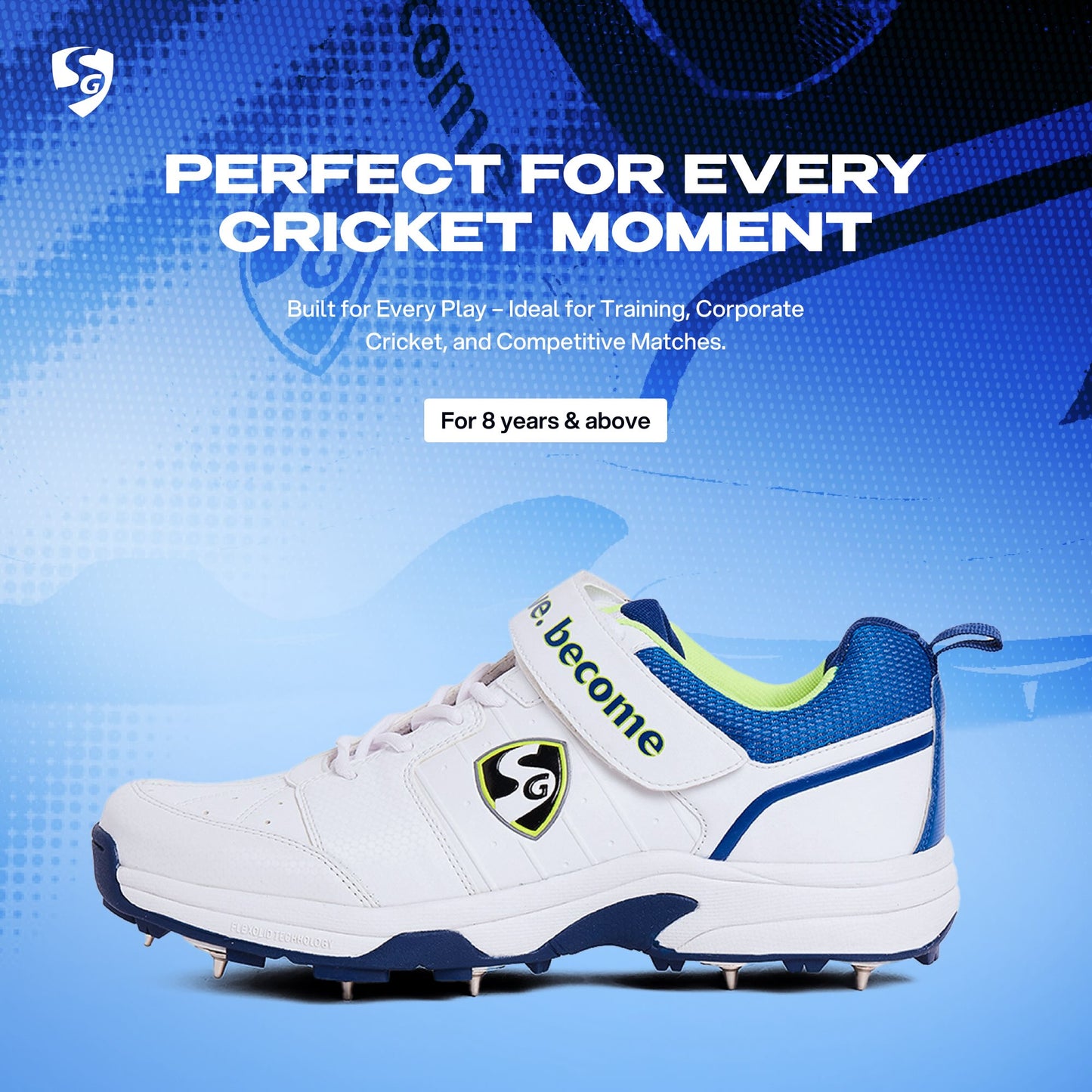 SG SIERRA 2.0 Cricket-Schuh mit Vollmetallspikes | Für Männer & Jungen | Material: Polyurethan | Leichtgewicht | Verbesserte Stabilität beim Spiel