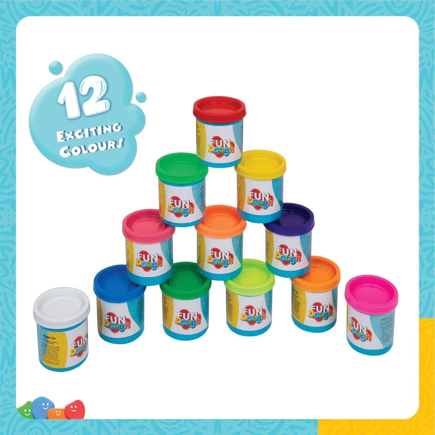 Funskool-Fundough Compound Box of Colours, 600 g, (12 x 50 g) Mehrfarbig, Knete, Spielzeug, Formen, Modellieren, 3 Jahre