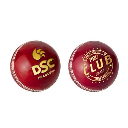 DSC 1501235 Pro Club Cricket Leather Ball (Red) | Waterproof leather ball | Suitable for training games | Tournament games | Top quality cork