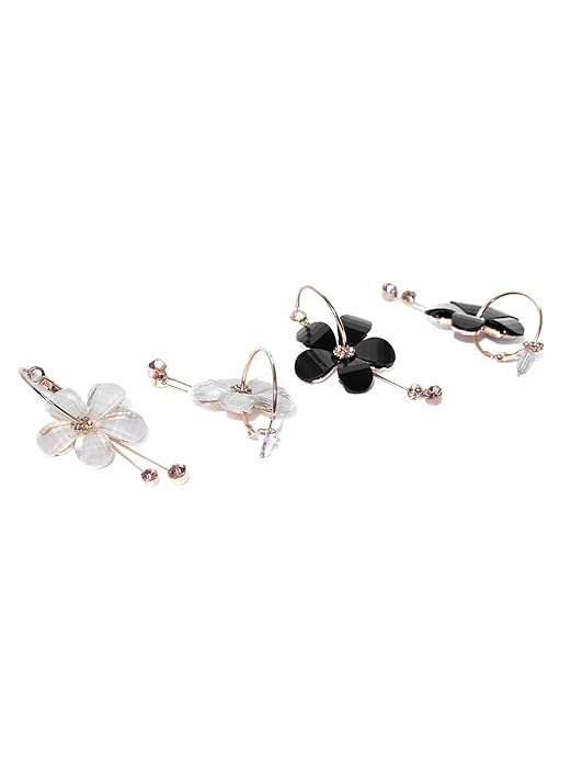YouBella Florale Tropfenohrringe | Kombi | Weiß & Schwarz | Vergoldet | Modischer Kunstschmuck | Für Frauen und Mädchen | Perfekt für besondere Anlässe und Bürokleidung | Schenken & Hochzeit