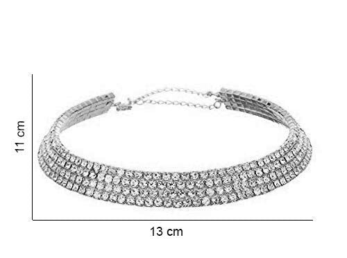YouBella Fashion Strass Halskette | Versilbert, aus Messing | Für Frauen und Mädchen | Kristallschmuck | Perfekt für alle Gelegenheiten | Am besten zum Verschenken | Hautfreundlich | Nicht allergisch