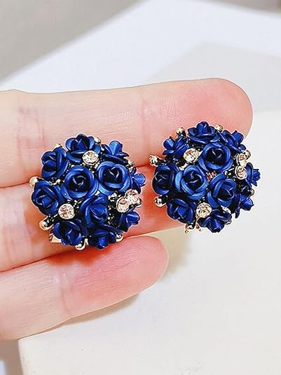 YouBella Jewelry for Women Earrings Crystal Rose Shape Floral Stud Earrings for Girls and Women