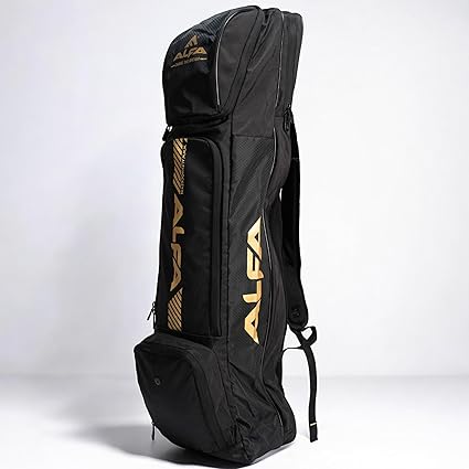 ALFA Jumbo Hockey Stick Cum Kit Bag | Schwarz | Groß | Polyester | Leicht und strapazierfähig | Geräumiges Hauptfach | Belüftete Fronttaschen | Zubehörtasche oben