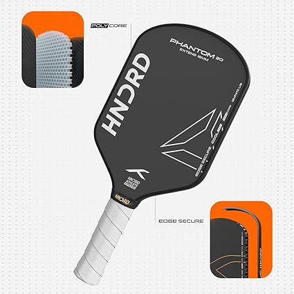 Hundred Phantom 20 Xtend Pickleball-Schläger | Power Play | Kostenlose Tasche inklusive (Schwarz/Weiß)