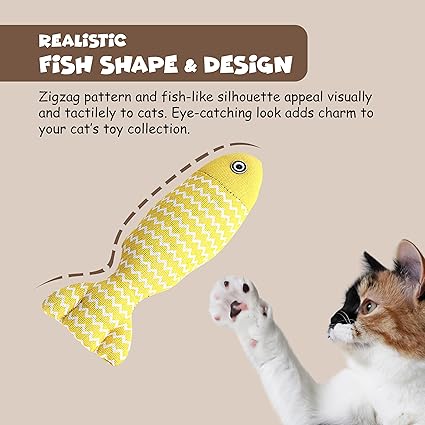 FUNFY Pet Toys für Katzen | 3er-Pack Fisch-Katzenminze-Knitter-Sound, weich und haltbar, interaktiv, Plüsch-Kissen für Wohnungskatzen | Haustier Zahnen, Kauen, Spielen Spielzeug