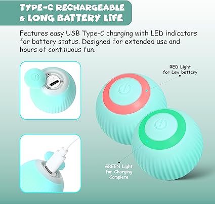 FUNFY Interaktiver Ball Hundespielzeug Aktivierter automatisch rollender Silikonball für Welpen Klein und Mittel | Smart Jumping Vibrating Automatic Moving Bouncing and Rotating Ball Keep Pet Busy