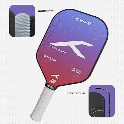 HUNDRED Spirit-X Wide Pickleball-Schläger | 13mm Kern | Power-Play | Inklusive Gratis-Tasche (Blau/Rot)