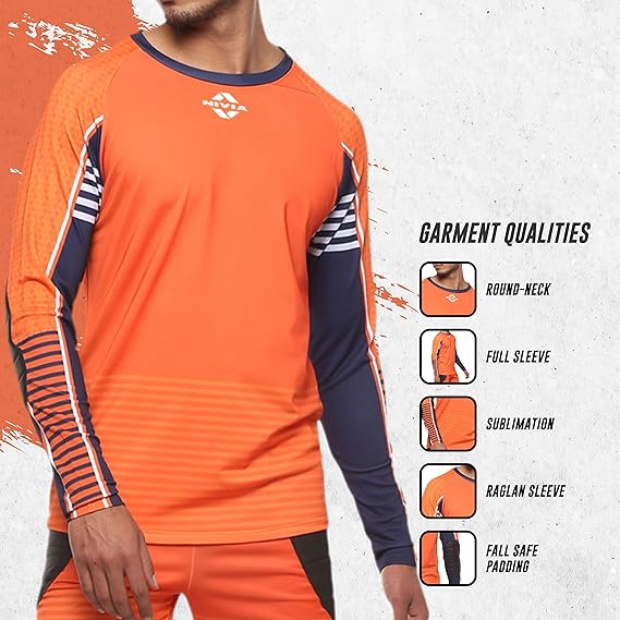 NIVIA Dominator Torwarttrikot-Set für Herren (orange/marineblau, XL)