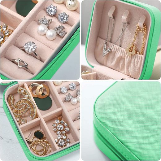 YouBella Jewellery Organiser PU Leder Zip Portable Storage Box Case mit Dividers Container für Ringe, Ohrringe, Halsketten, Home Organizer, Einheitsgröße, Kunstleder