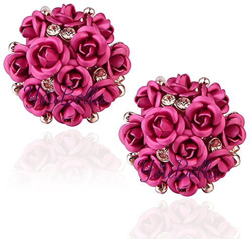 YouBella Jewelry for Women Earrings Crystal Rose Shape Floral Stud Earrings for Girls and Women