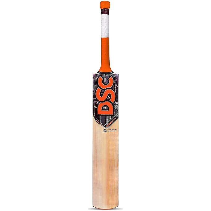 DSC Intense Force Kashmir Willow Cricketschläger | Farbe: Mehrfarbig | Größe – Egge | Bereit zum Spielen| Leicht | Kostenlose Abdeckung | für Profispieler | Dicke Kanten | Ausgeprägter Bogen. Verbesserte Aufnahme