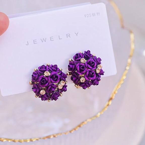 YouBella Jewelry for Women Earrings Crystal Rose Shape Floral Stud Earrings for Girls and Women