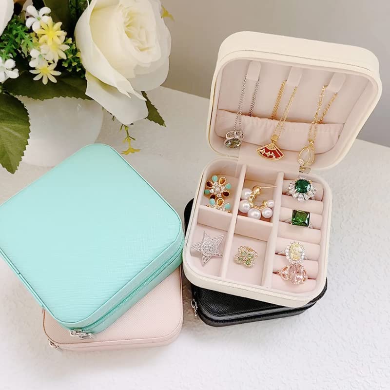 YouBella Jewellery Organiser PU Leder Zip Portable Storage Box Case mit Dividers Container für Ringe, Ohrringe, Halsketten, Home Organizer, Einheitsgröße, Kunstleder