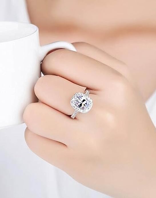 Youbella Solitaire Crystal Jewelry Silver Plated Ring for Women (Silver)(Ybrg_20019)
