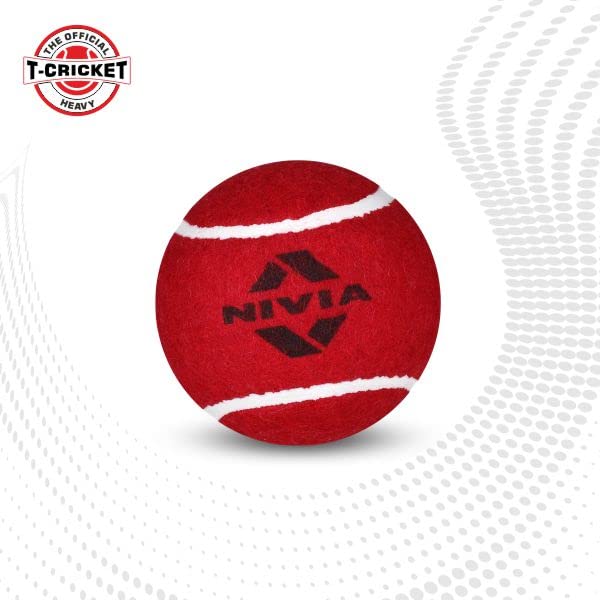 Nivia Heavy Cricket-Tennisball Packung mit 12 Bällen | Farbe: Rot | Material: Gummi | Schwerer Ball | Übungsball | Cricket-Trainingsball