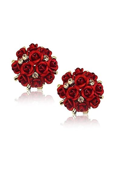 YouBella Crystal Rose Shape Floral Halskette Set | mit Ohrringen | Gold plated | Material: Messing | Modischer Kunstschmuck | Für Frauen & Mädchen | Perfekt für alle Anlässe