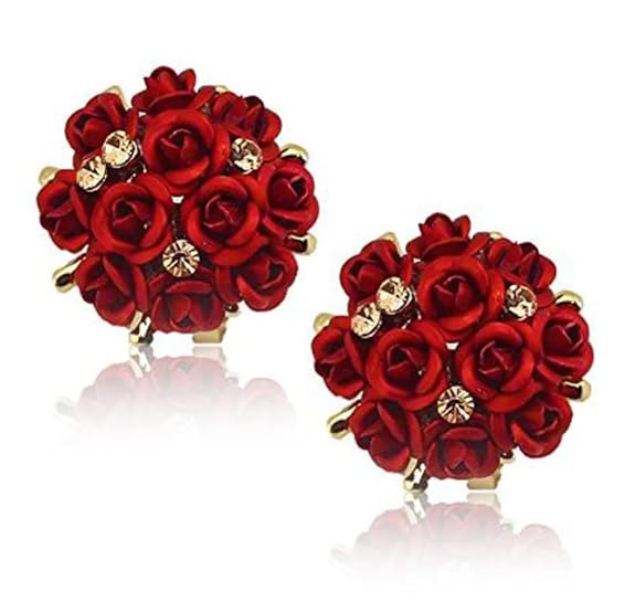 YouBella Jewelry for Women Earrings Crystal Rose Shape Floral Stud Earrings for Girls and Women