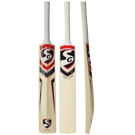 SG Max Cover Cricket Bat for Men and Boys (Beige) | Material: Kashmir Willow | Lightweight | Free Cover | Ready to play | For advanced players | Ideal for leather ball