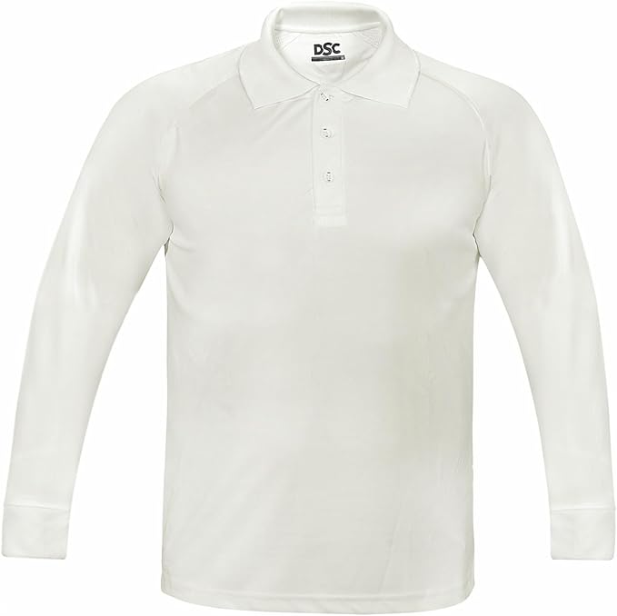 DSC Mens Atmos Polyester Full Sleeve Cricket T -Shirt (White) | Lightweight | Comfortable | Stylish