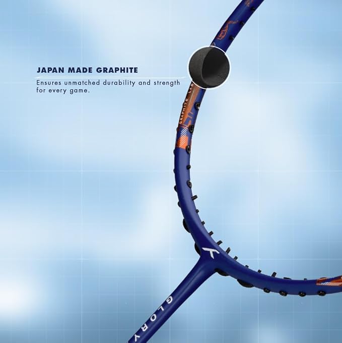 HUNDRED Glory Limited Edition Strung Badminton Racket (Standard Size) | Unisex | Material: Carbon Fibre | with complete racket cover